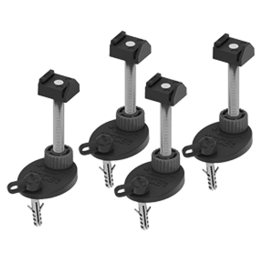 Piedi montaggio Procasa Cinque lungo, 4 pezzi, isolazione acustica, altezza regolabile bordo inferiore scarico al bordo, superiore canale 137-184 mm senza colore