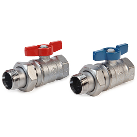 Nur im E-Shop mit Liefer-/Abholtermin bis und mit 2. November 2026! Nur solange Vorrat 
- Kugelhahnpaar, Messing verchromt, mit Überwurfmutter
- Roter und blauer Schmetterlingsgriff
- Standard-Durchgang
- Für hydraulische Systeme
- Temperaturbereich -20÷185 °C

Hinweise
Überprüfen Sie die tatsächlichen Anwendungen und Zertifizierungen des Ventils, indem Sie die spezifische technische Mitteilung konsultieren.

