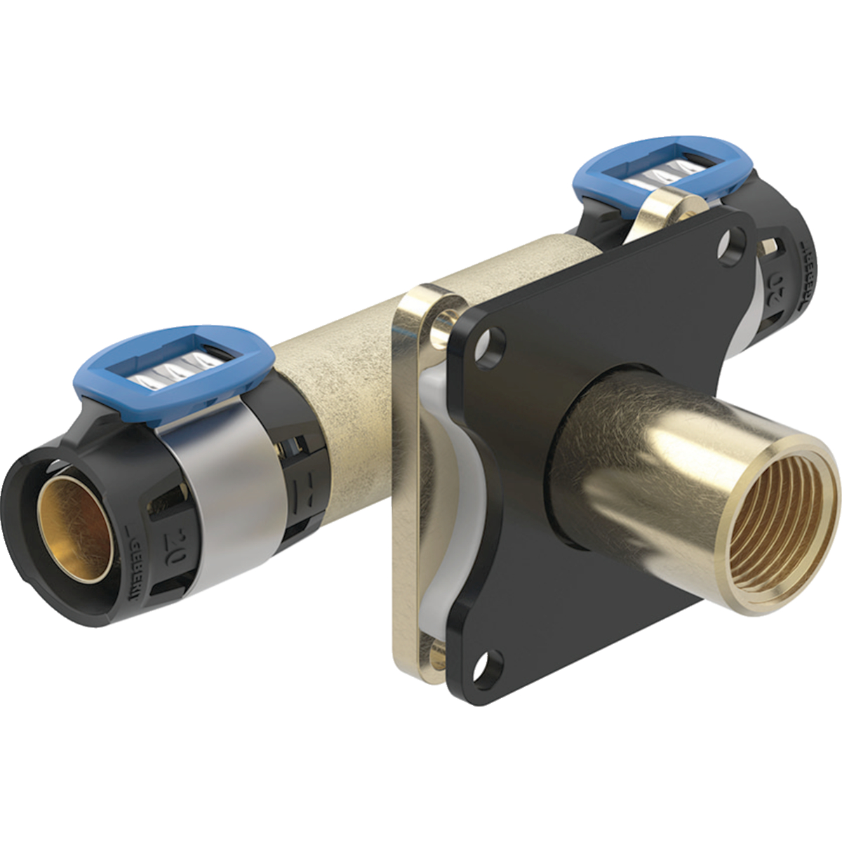 Traversée de mur en T 90° Geberit FlowFit: d=16mm, Rp=1/2"