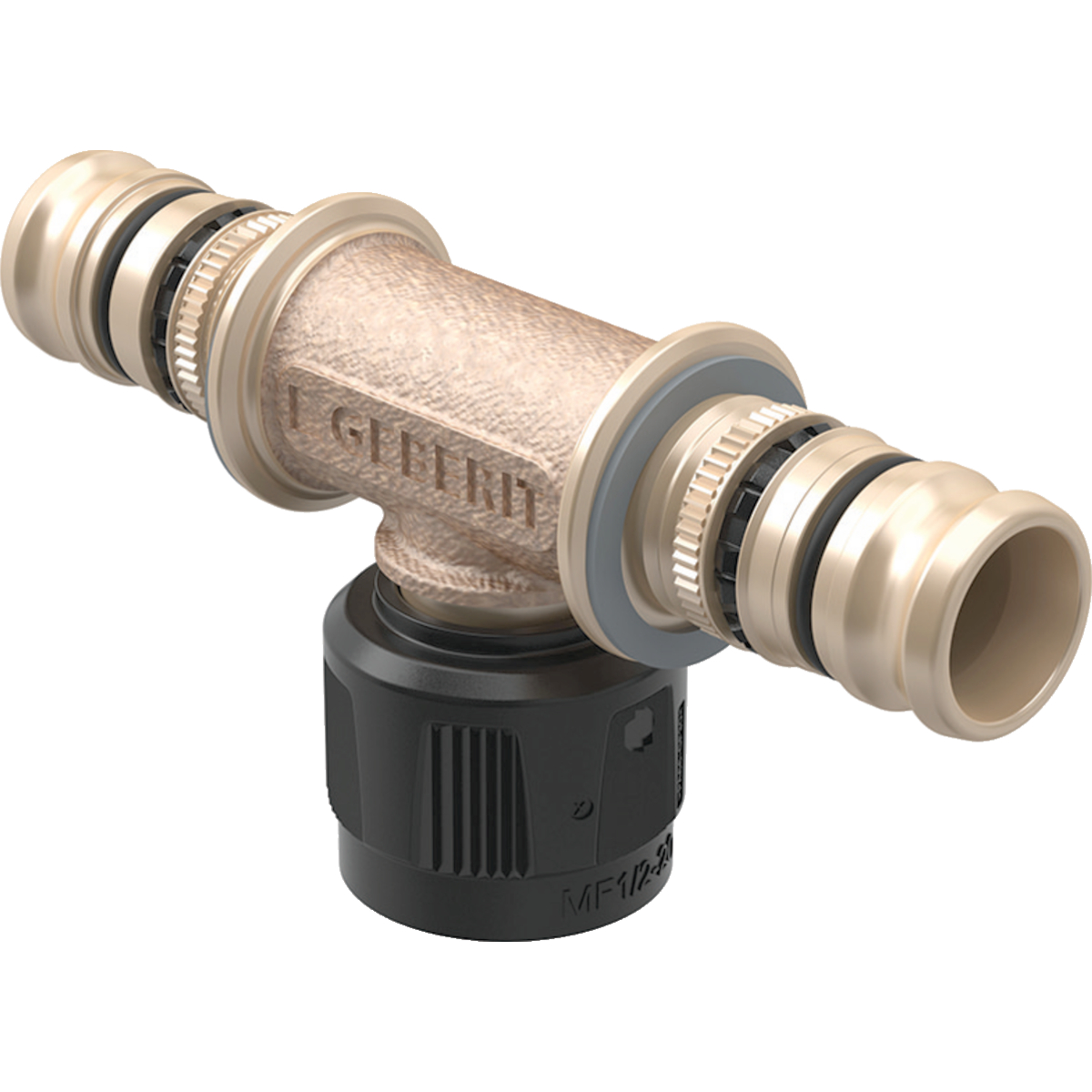 Té intermédiaire Geberit Mepla avec MasterFix, passage: Bronze d26mm d1=MF20mm d2=20mm