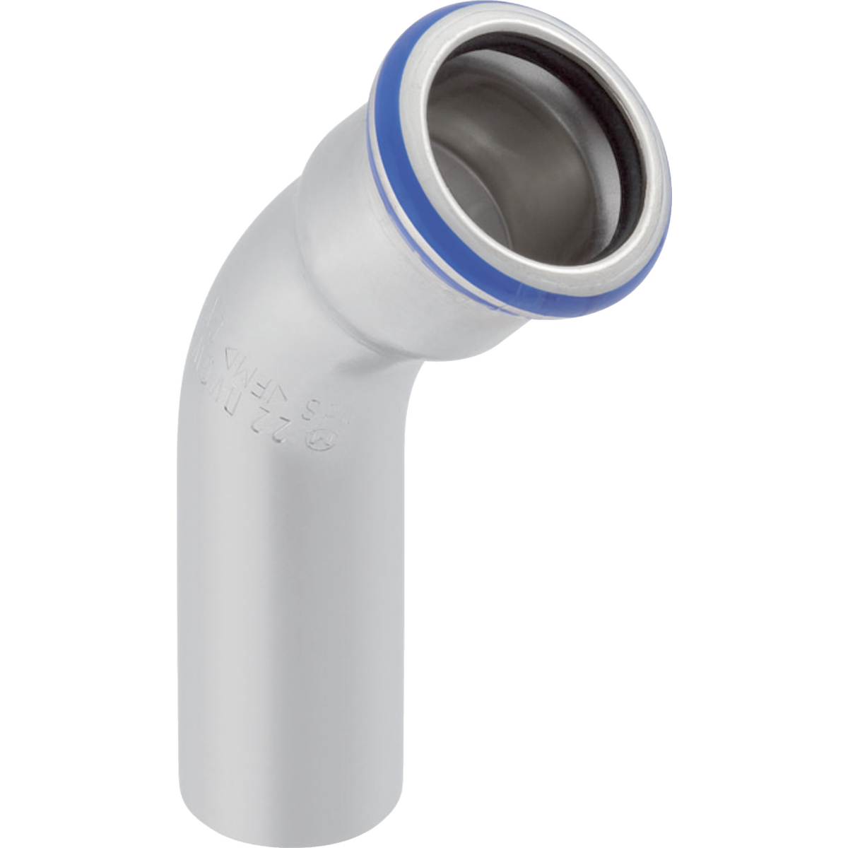Coude Geberit Mapress acier inoxydable avec extrémité à emboîter: 45° d15mm