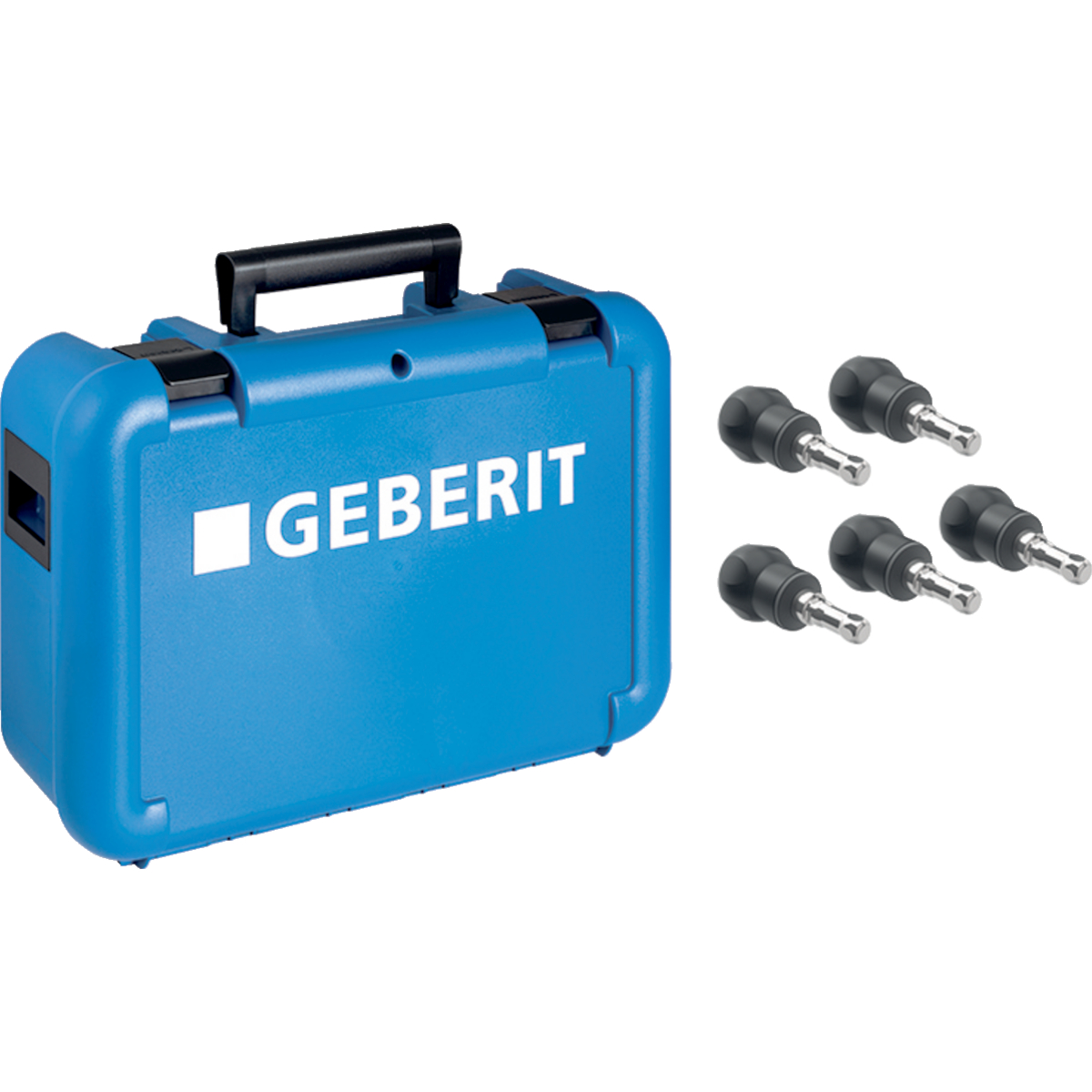 Coffre Geberit pour raccord intermédiaire Geberit FlowFit sur systèmes tiers, équipé d’outils à ébav