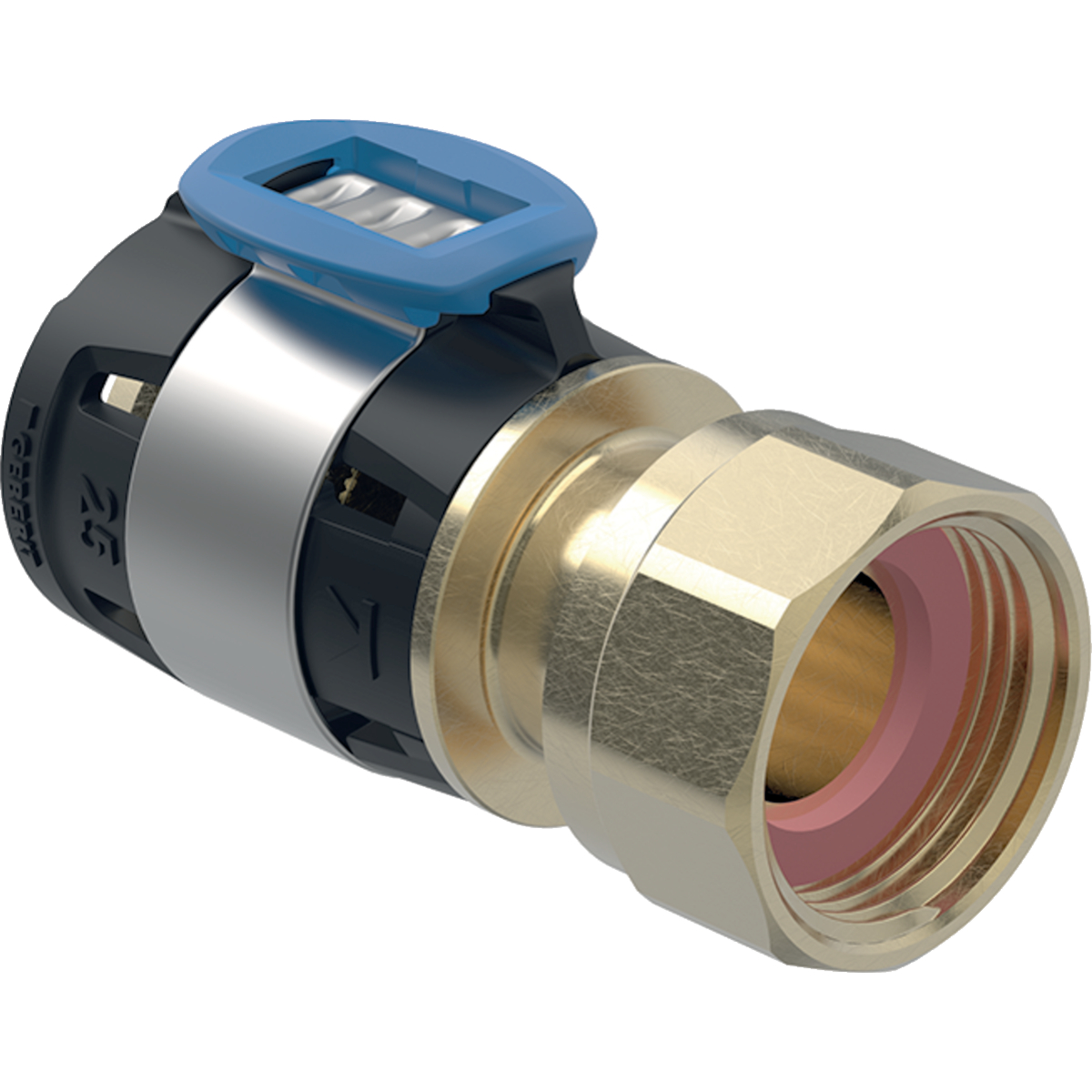 Raccord Geberit FlowFit avec écrou de serrage: d=40mm, G=1"
Traits:
- Sans plomb
- Non serti non étanche
- Joint plat en matériau composite renforcé de fibres
- Indicateur de sertissage
- Raccord à sertir avec cape de protection transparente
- Joint torique en EPDM
Usage:
- Pour lʼeau de refroidissement et de chauffage sans antigel
- Pour substances chimiques et fluides techniques
- Pour eau d'extinction d'incendie (mouillé)
- Pour eau d'extinction d'incendie (mouillé/sec, sec)
- Pour eau de mer
- Pour eau non potable et de processus
- Pour gaz inertes (p. ex. azote)
- Pour dépression
- Pour lʼeau de refroidissement et de chauffage avec antigel
- Pour air comprimé (classe de pureté d'huile 0–3)
- Pour eau potable froide et chaude
- Convient uniquement pour des filetages d'un diamètre intérieur ≤ di, voir le tableau
- Pour les eaux pluviales dont le pH > 6.0
