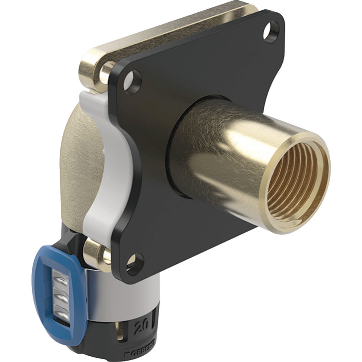 Traversée de mur coudée 90° Geberit FlowFit: d=16mm, Rp=1/2"