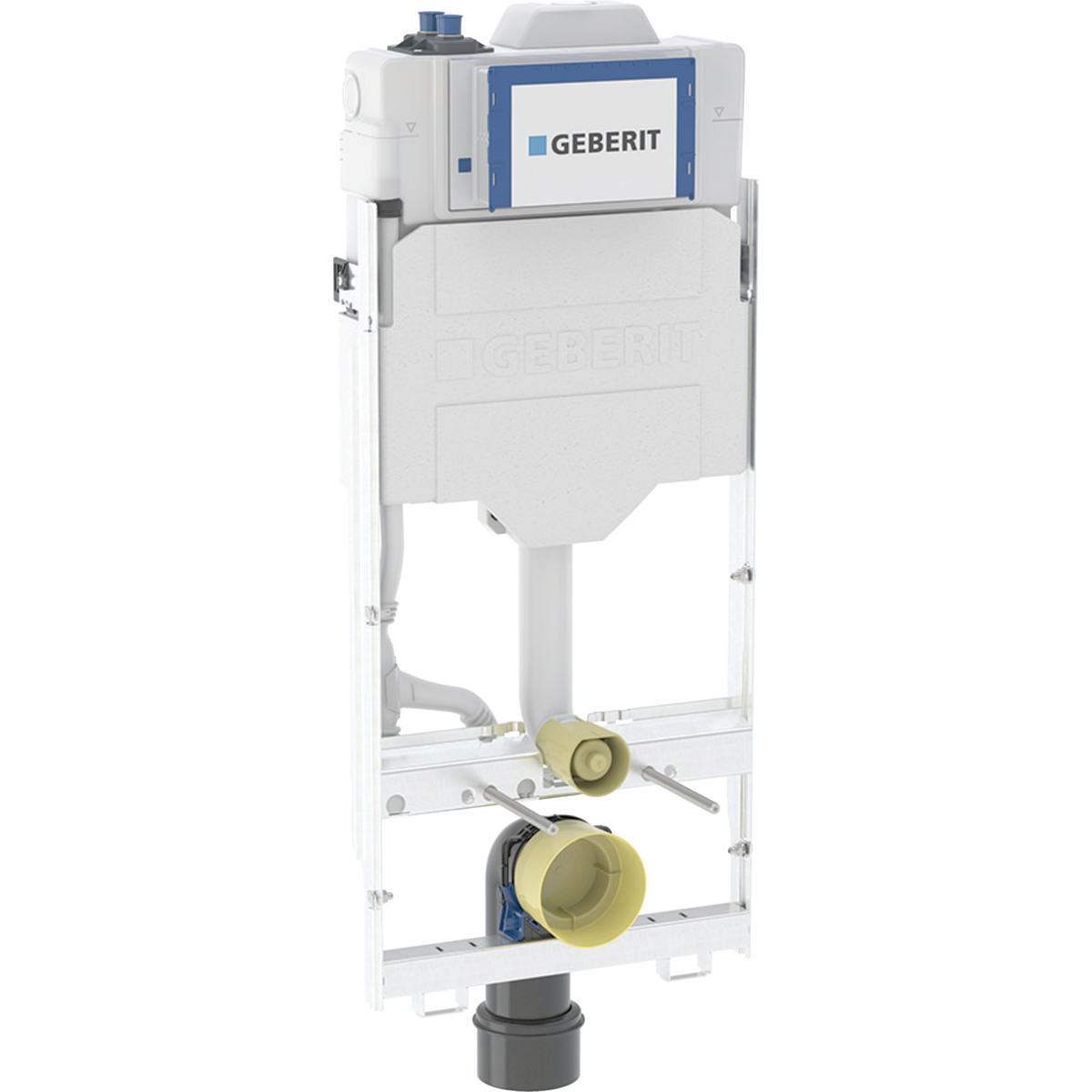 Élément Geberit GIS pour WC suspendu, 125 cm, avec réservoir à encastrer Sigma 12 cm, avec rinçage hygiénique HS50, avec deux entrées d'eau
Traits:
- Enregistre plus de 5000&nbsp;procédures de rinçage
- Fixation pour raccordement électrique et boîtier Power &amp; Connect
- Cadre avec quatre fixations instantanées
- Un raccordement pour eau froide R 1/2", compatible MF, avec cape de protection bleue, en haut
- Statistiques fonctionnelles via l’application Geberit Control App
- Rinçage supplémentaire immédiat possible avec réglage d'usine
- Identifiant dʼutilisation
- Entrée d'eau à l'arrière ou dessus au centre
- Electrovanne fermée hors tension
- Coude de raccordement pour différentes positions en profondeur, montage sans outils, plage de réglage 45 mm
- Capteur de température externe raccordable
- Capteur antirefoulement monté
- Protection de chantier pour ouverture de révision adaptable, protège de l’humidité et de la poussière
- Interface numérique E/S (déclenchement central du rinçage, indication de panne sans potentiel, activation d’électrovanne externe)
- Filetage extérieur MF 1/2" adapté à MasterFix et MeplaFix
- Déclenchement depuis devant, convient pour le rinçage à 1 quantité, à 2 quantités et l’interruption du rinçage
- Programmes de rinçage sélectionnables (temps ou intervalle)
- Raccordement au Geberit Bus directement ou via un convertisseur
- Travaux de montage et d'entretien sur le réservoir à encastrer sans outils
- Cadre zingué
- Réglages et commande avec appareil mobile par interface Bluetooth® intégrée
- Réservoir à encastrer Geberit Sigma 12 cm isolé contre la condensation
- Mise en réseau filaire avec Geberit Gateway via Geberit Bus
- Réglable progressivement en hauteur dans la structure porteuse Geberit GIS
- Alimentation électrique par bloc dʼalimentation externe ou par convertisseur de bus avec bloc dʼalimentation intégré
- Capteur de débit volumique interne raccordable
- Compatibilité électromagnétique pour les environnements industriels selon EN 61000-6-2
- Compatible avec l’application Geberit Control
- Avec gaine vide pour conduite d’amenée pour WCdouche Geberit AquaClean et pour câble de raccordement
- Série 2025
- Châssis pour WC suspendus avec cotes de raccordement selon EN 33 et saillie jusqu’à 70 cm
- Compatible Geberit Connect
Usage:
- Pour le montage dans des systèmes de conduites en série
- Pour construction adaptée aux personnes à mobilité réduite
- Pour prévenir la stagnation dans les conduites d'eau potable
- Pour montage dans les systèmes porteurs Geberit GIS pour paroi en applique ou de séparation, ou à montage libre
- Pour des hauteurs de chape de 0–20 cm
- Pour prévention contre la contamination bactériologique
- Pour WC suspendus
- Pour le raccordement au Geberit Bus
Livraison:
- Unité d'électrovanne avec goupille de sûreté et régulateur de débit
- Manchon d'adaptation en PE-HD, ø 90 / 110 mm
- Matériel de fixation et de protection
- Protection de chantier pour ouverture de révision
- Unité de commande
- Coude de raccordement 90° en PE-HD, ø 90 mm
- Set de raccordement pour WC, ø 90 mm