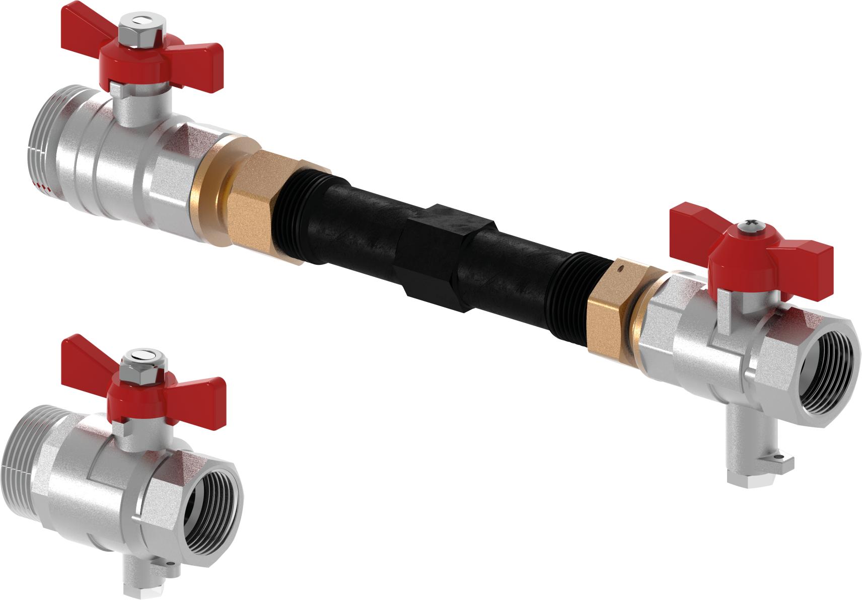 - Pour raccordement horizontal à joint plat G 1" AG sur le distributeur
- Raccordement direct de 2 sondes avec filetage M10 x 1" dans le départ et le retour