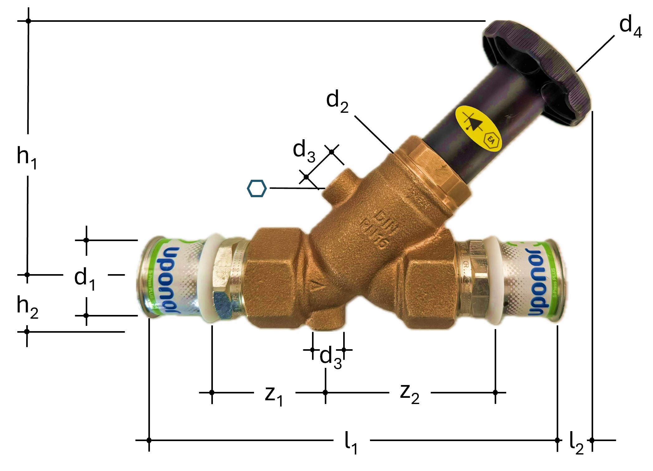 JRG LegioStop Soupape de retenue S-Press combinée avec robinet oblique bronze d 16 mm, DN 12 mm