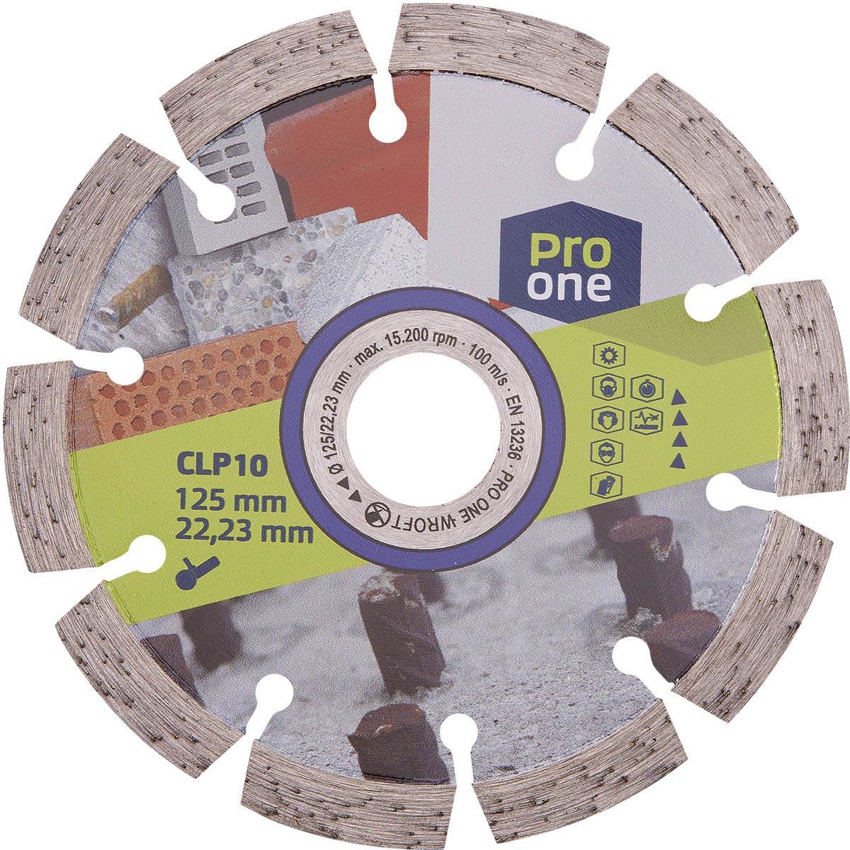 ProOne Disco diamantato CLP10 125mm asecco, cemento armato, calcestruzzo, calcestruzzo lavato, muratura, mattoni