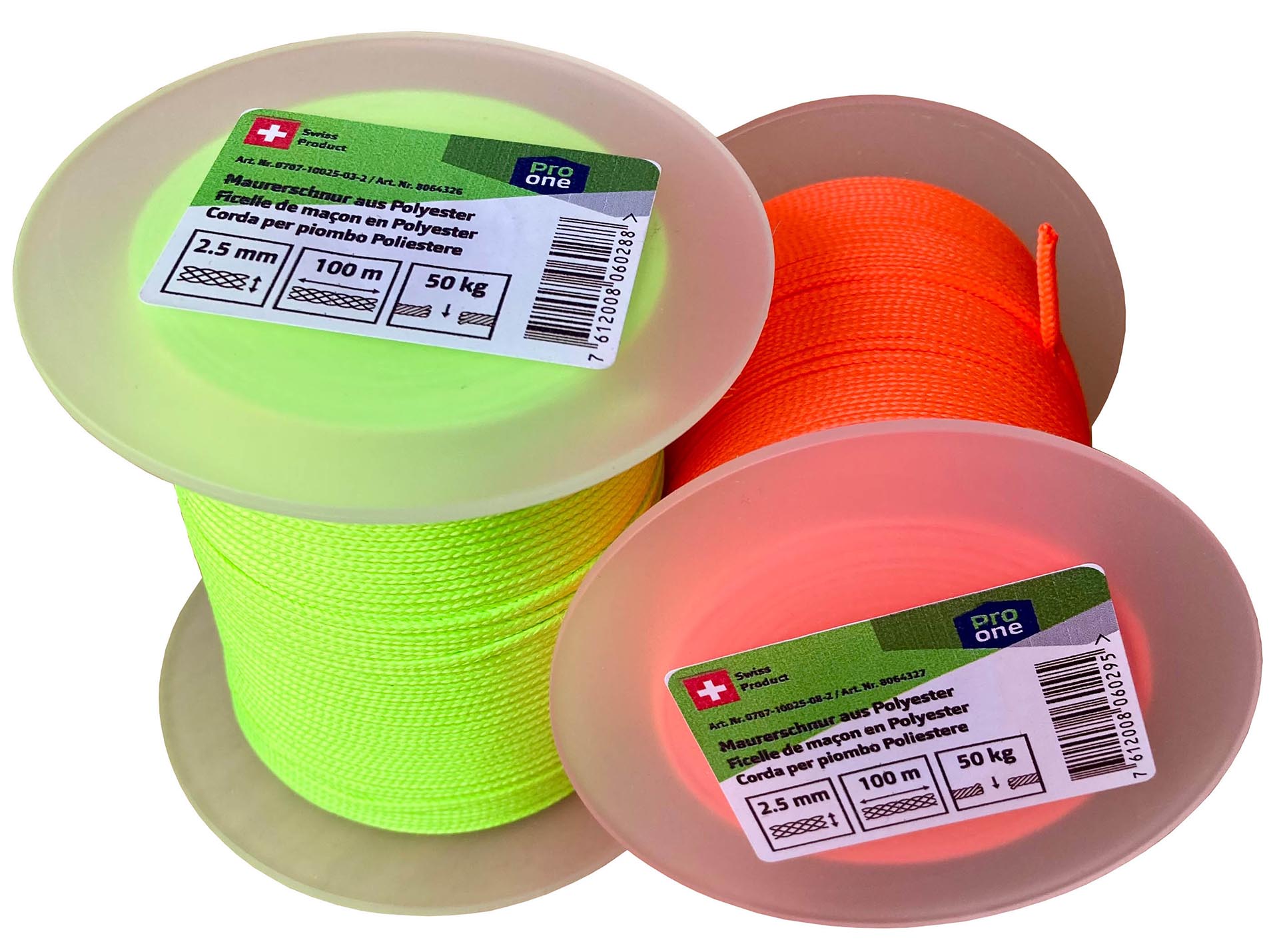 Corda per piombo Poliestere PES fluore. arancione 2.5mm L100m