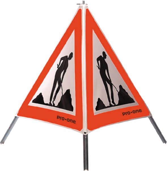 ProOne Pannelli segnaletici ripiegabili N 60 cm, 3 x 1.14 lavori in corso, in custodia protettiva