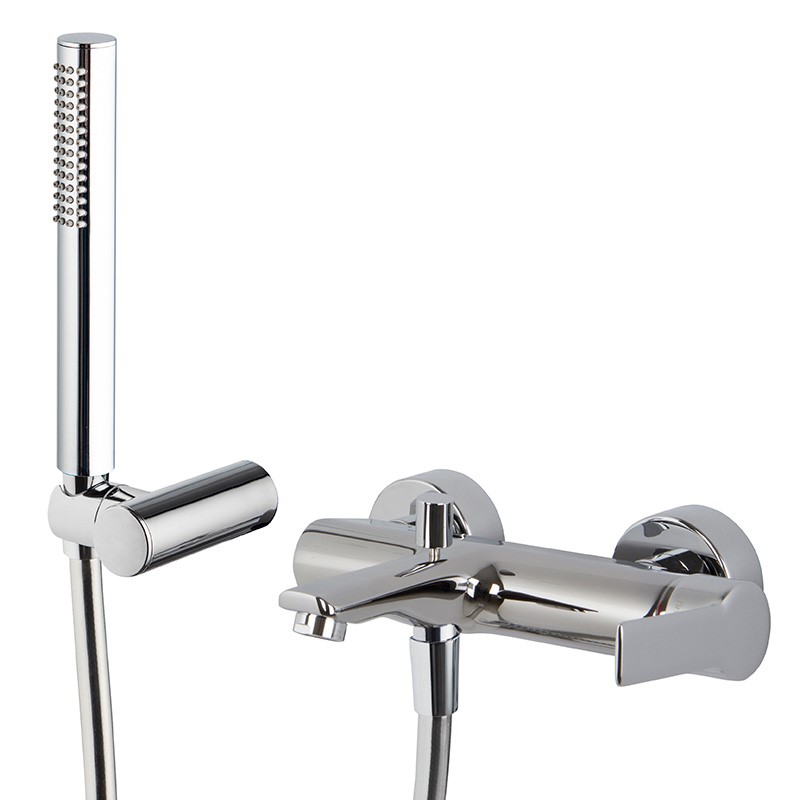 RR miscelatore da bagno Ziro esterno vasca AD- 153 mm con Ballofix   flessibile 1,50m e doccetta a mano slim