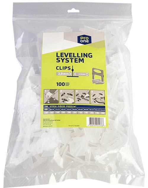 ProOne Leveling Clips 100x 2,00 mm, 3-12 mm