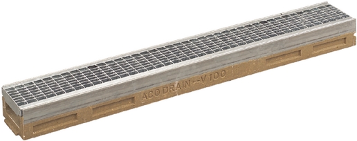 TI ACO  canaletta basso spessore V100, h 8 cm., 100cm telaio zincato