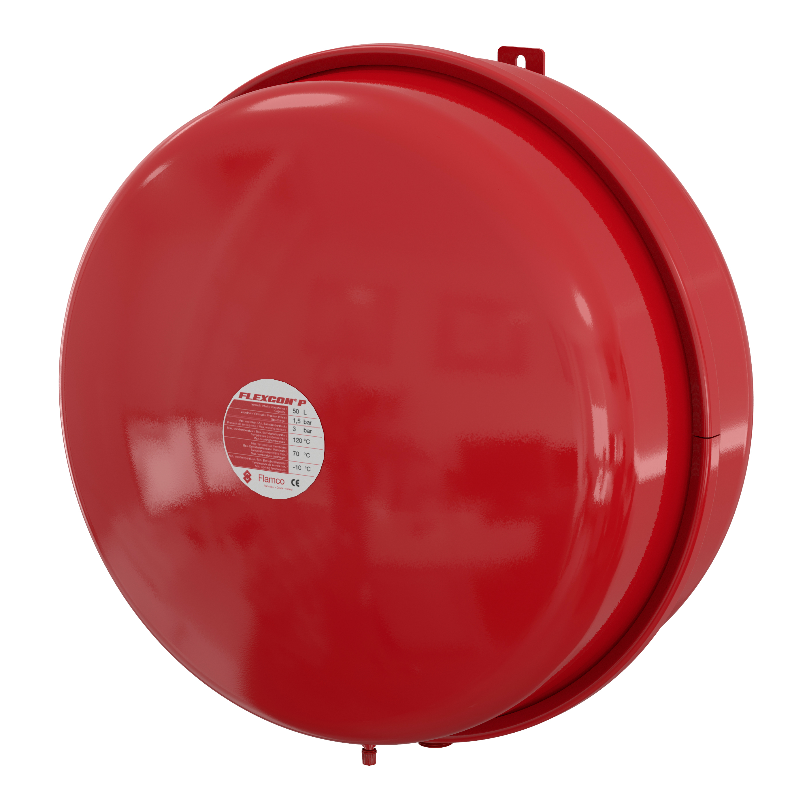 Informations sur l'article
Description Vase d'exp. Flexcon P
Raccord G 3⁄4" M
Membrane Butyle
Caractéristiques techniques
Pression de service max.: 3 bar.
Vases conformes EN13831.
Convient pour des installations avec une température maximale du système de 120 ° C.
Température maximale admissible en continu par la membrane : 70 °C.
Convient pour des solutions à base de glycol jusqu’à 50%.
Conformes à la directive PED 2014/68/EU.
Laque époxy rouge.