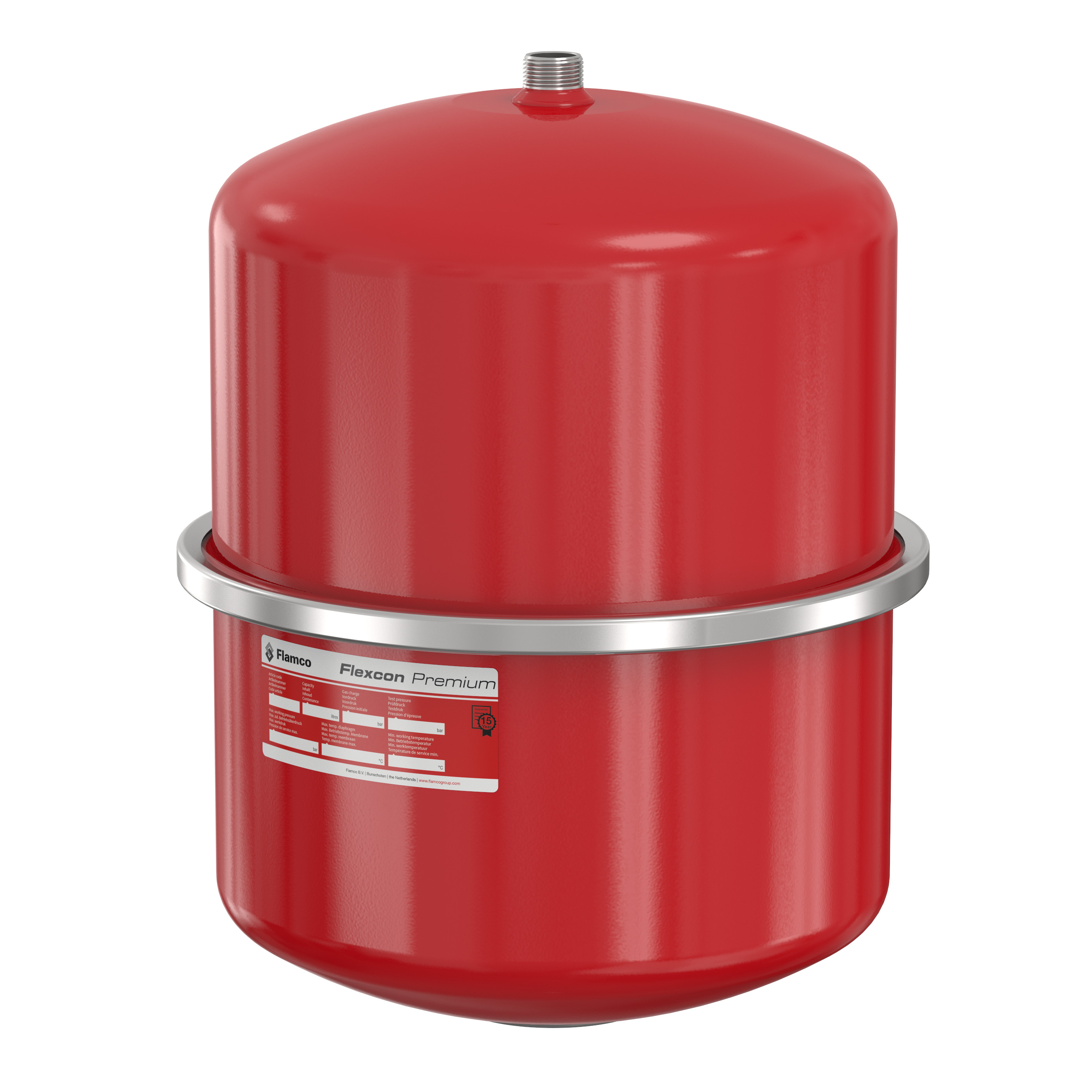 Informations sur l'article
Description Vase d'expansion Flexcon Premium [3bar]
Modèle Flexcon Premium 8 - 35 [3 bar]
Volume [l] 18 - 35
Press. de gonfl. [bar] 1,0
Membrane TPO
Raccord R 3⁄4"
Caractéristiques techniques
Pression de service maximale : 3 bar.
Vases conformes EN13831.
Conviennent pour des installations avec une température maximale du système de 120 ° C.
Température min./ max. admissible en continu par la membrane : -10 / 70 °C.
Conviennent pour des solutions à base de glycol jusque 50%.
Conformes à la directive PED 2014/68/EU.
Couleur : RAL 3002 (rouge).
Flexcon Premium 35 : Avec pieds et y compris kit de montage.