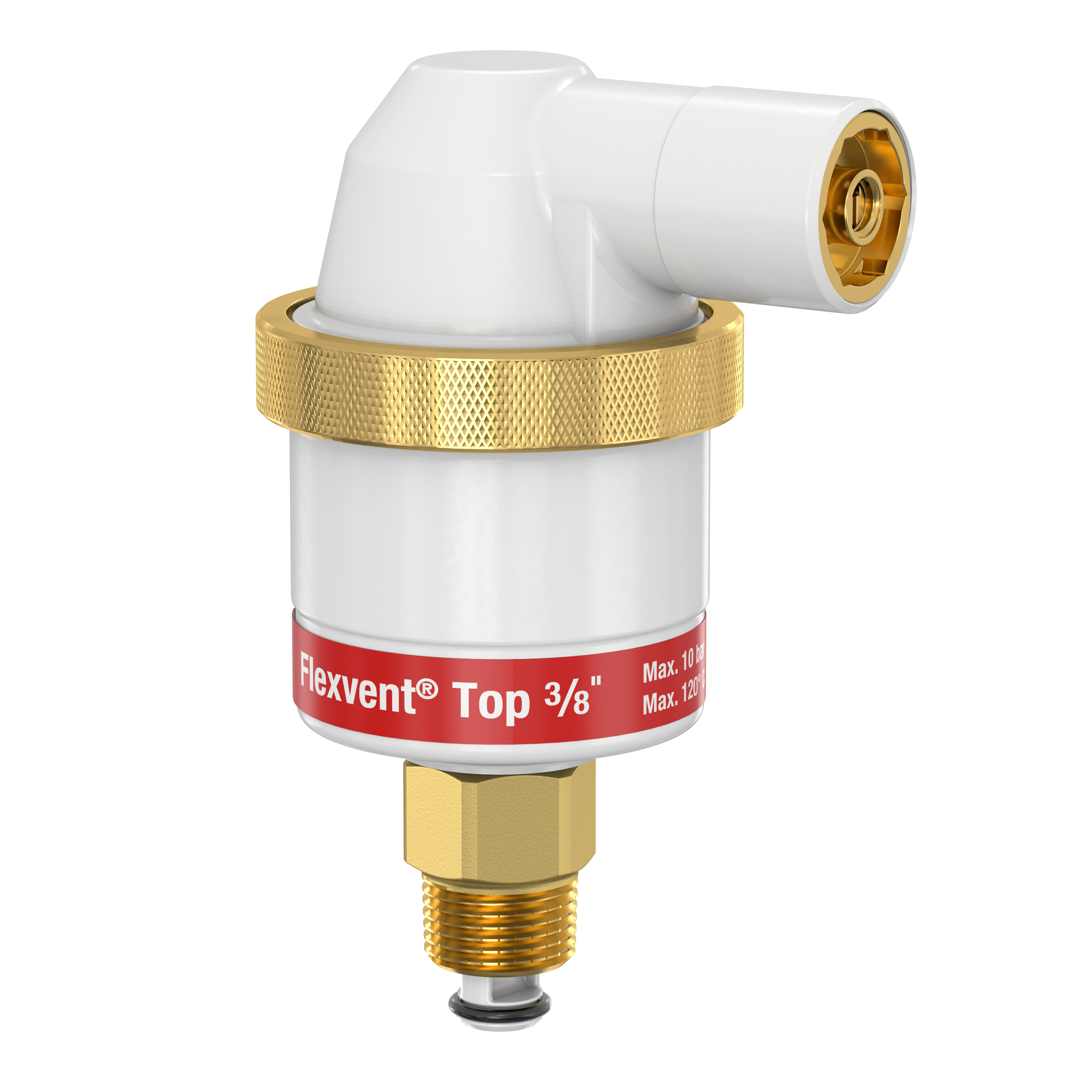 Informations sur l'article
Description Flexvent Top R3/8" blanc/laiton
Modèle Flexvent Top
Dimensions Ø [mm] 54, H. [mm] 86
Raccord R 3⁄8" (9003292) Rp 1/2" (4580682)
Dispositif d'arrêt oui (9003292) non (4580682)
Caractéristiques techniques
Températures de service min./max.: -10 °C / 120 °C.
Pressions de service min./max.: 0,2 / 10 bar.
Convient pour un ajout d'antigel à base de glycol jusqu'à 50 %.
Convient pour un ajout d'antigel à base de éthanol jusqu'à 30%.