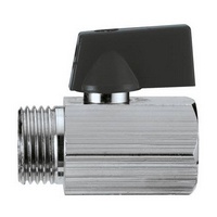 Robinet à bille MINI femelle/mâle 1/4", levier noir