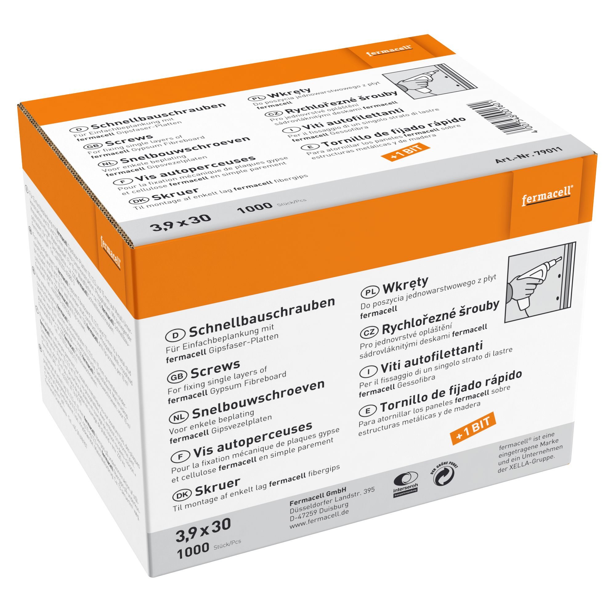 Vis pour montage rapide Fermacell 3,9 x 30 mm, 1000 pcs/boîte