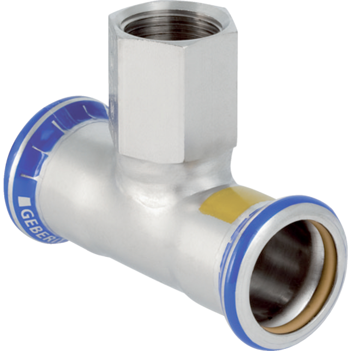 Té Geberit Mapress acier inoxydable avec filetage intérieur (gaz): d54mm Rp1/2" d1=54mm
Traits:
- Manchon à sertir avec bouchon de protection jaune
- Marqué en jaune
- Non serti non étanche
- Indicateur de sertissage
- Joint d'étanchéité en HNBR jaune
- Sans silicone
Usage:
- Pour biogaz
- Pour gaz liquéfiés
- Pour gaz naturels