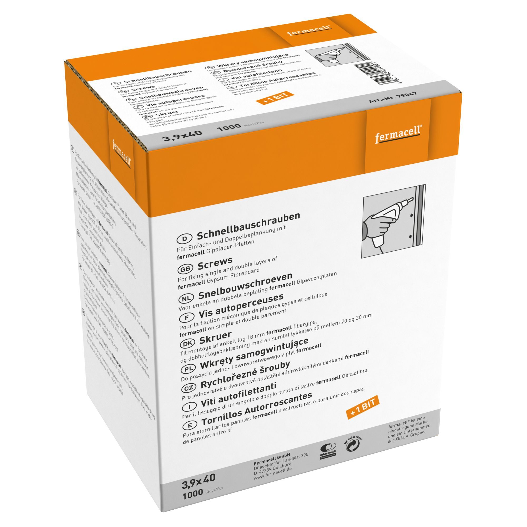 Vis pour montage rapide Fermacell 3,9 x 40 mm, 1000 pcs/boîte