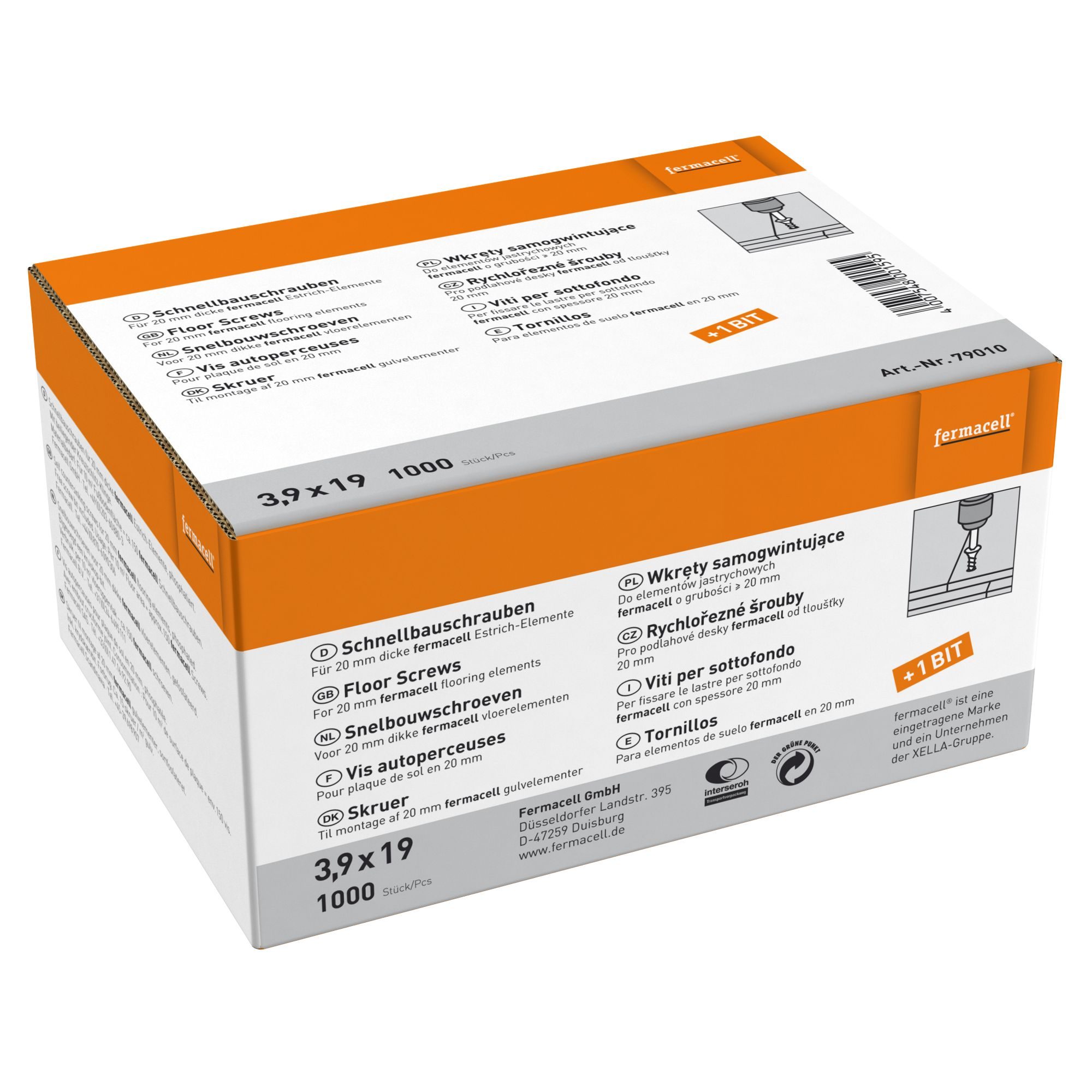 Fermacell lot de 1000 vis 3,9 x 19 mm Art. 79010