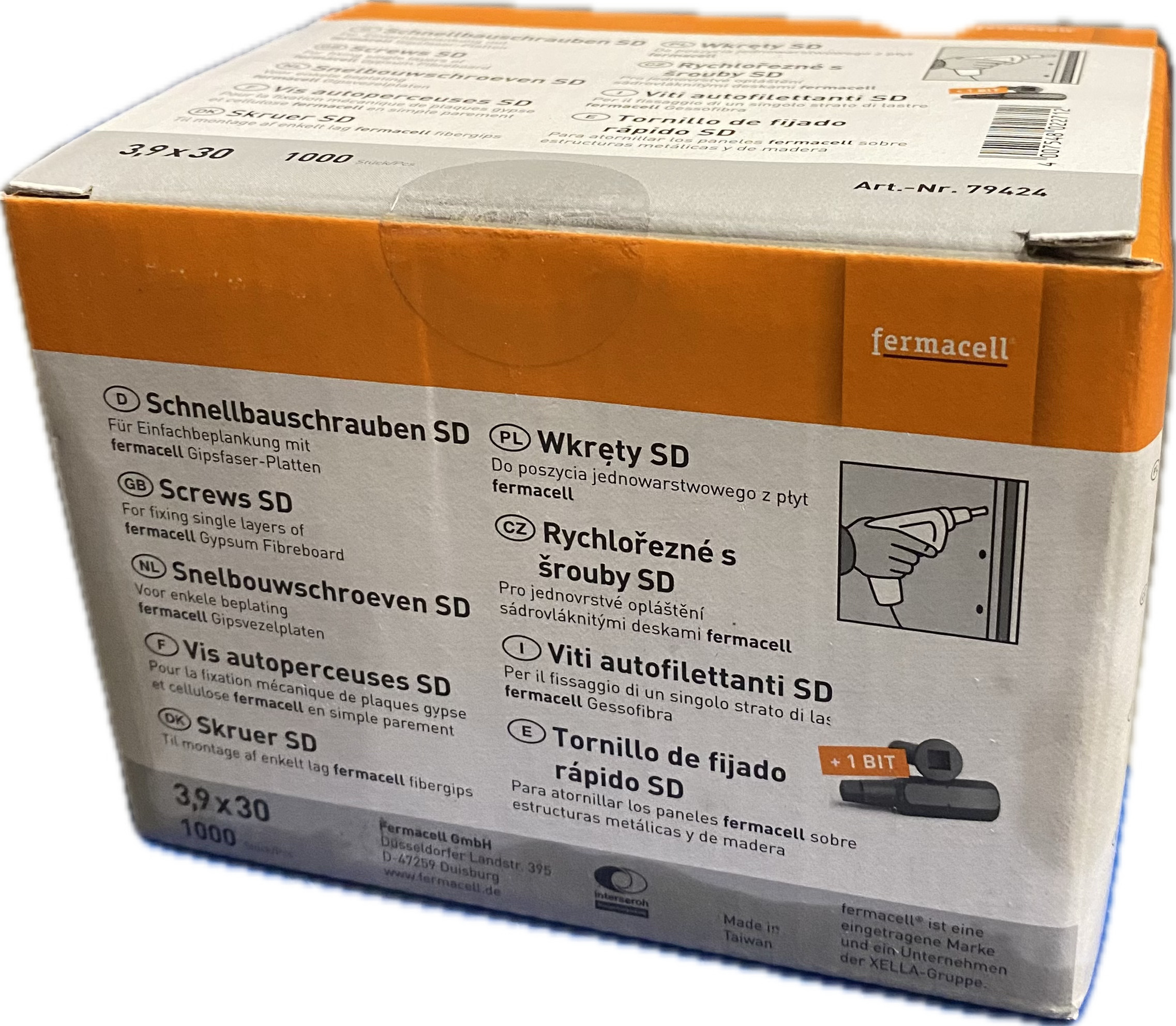 Vis rapides Fermacell à empreinte carrée 3,9 x 30 mm boîte de 1000 pcs Art 79424