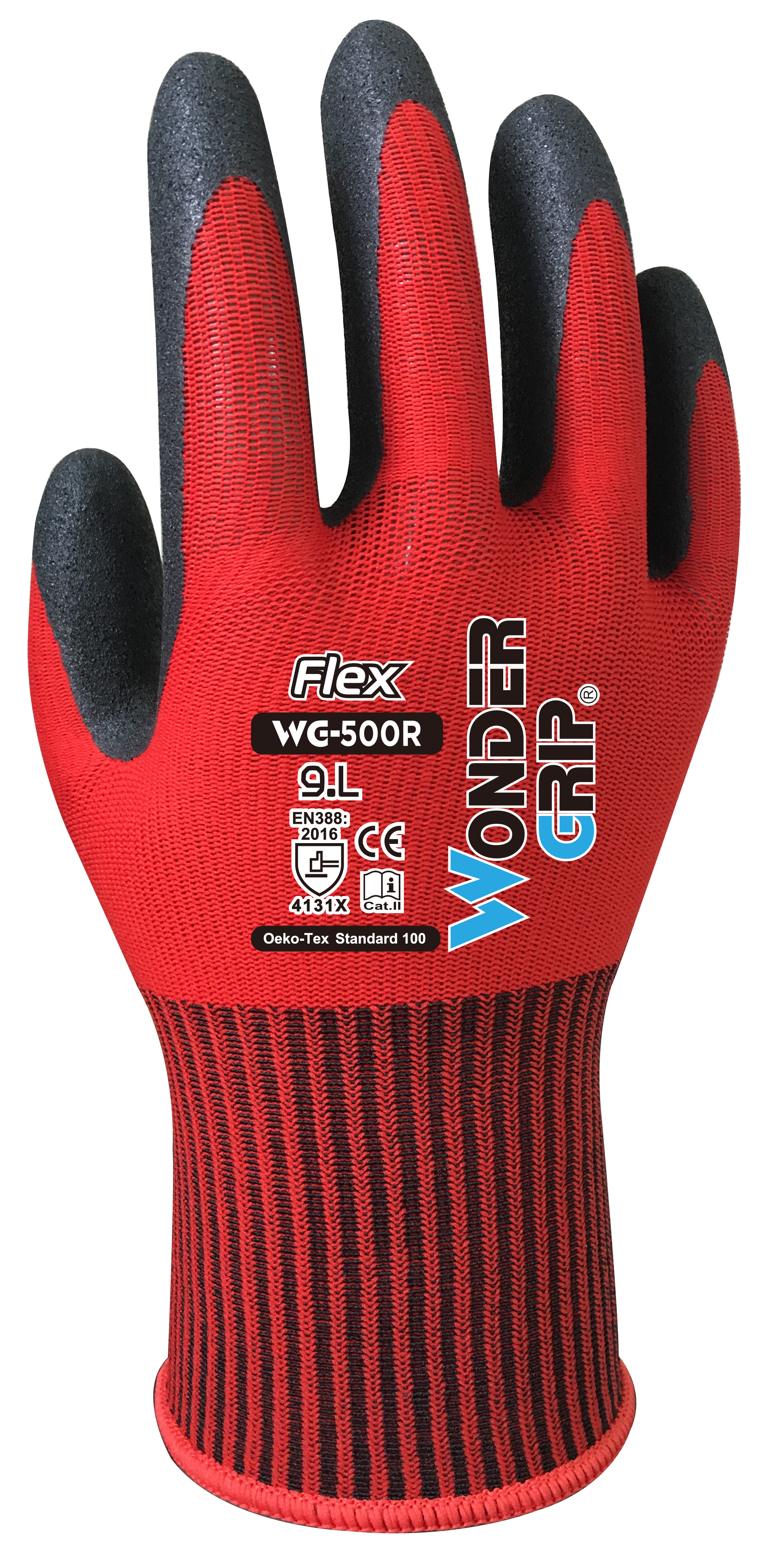 Wonder Grip WG-500R-TAG Flex Nylon Spandex-Futter Nitrilbeschichtet Handschuh atmungsaktiv  Öl- und Nassgriff   rot  Gr. M 8