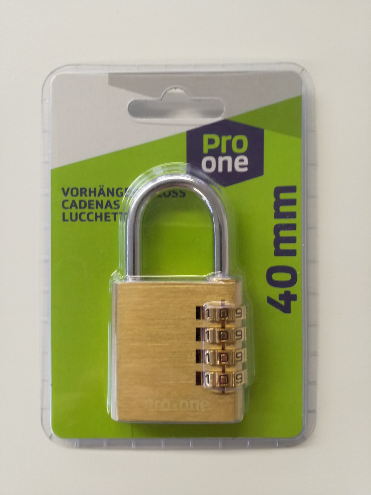 ProOne Zahlenschloss GR. 40 4 stelliger Zahlencode Messing