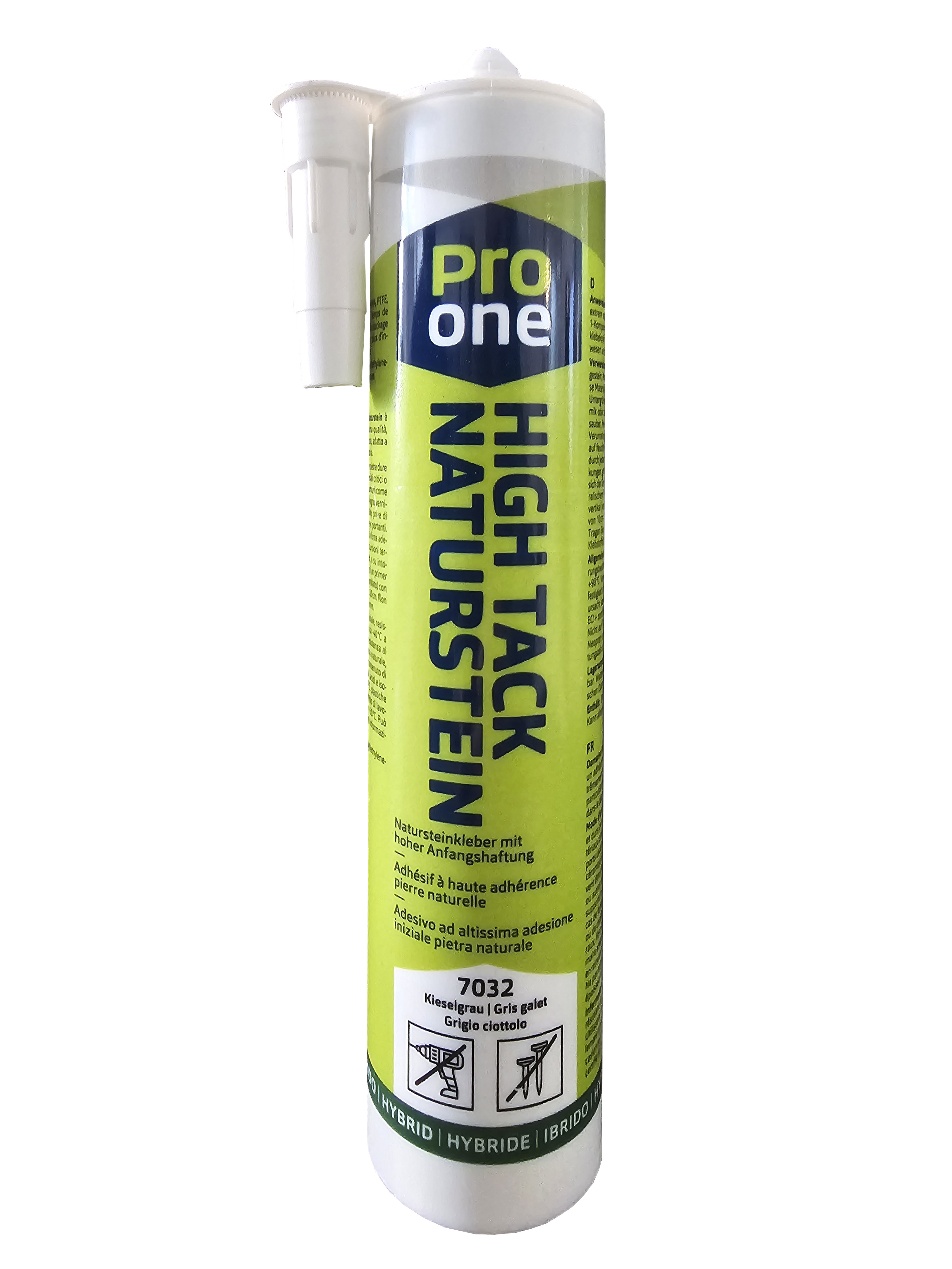 ProOne High Tack Natural Stone - Adesivo ad altissima adesione iniziale pietri naturale, grigio ciottolo RAL 7032, cartuccia à 290 ml (12)