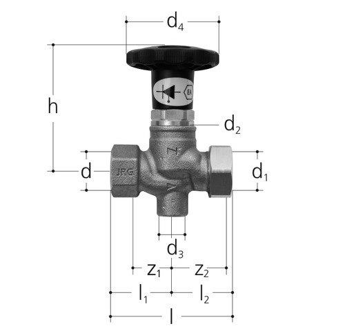 JRG LegioStop Soupape de retenue combinée avec robinet oblique, Bronze GN 1/2 inch, DN 15 mm