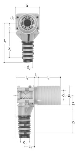 JRG Sanipex Boîte à 90° simple bronze Avec prolongation d 16 mm