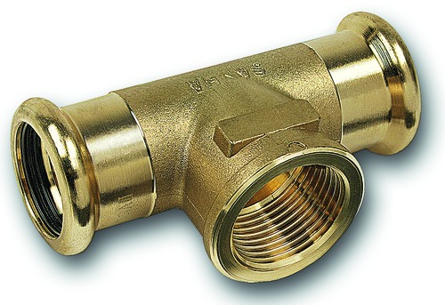 PRESS-FIT eau Té avec départ fileté bronze au silicium d 12 mm