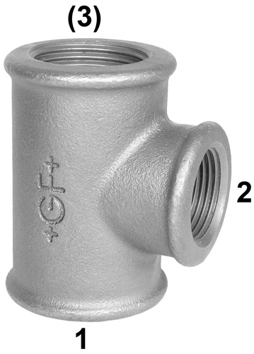 130 Té, réduit ou agrandi à l'émbranchement, ISO/EN B1 EN •, Dim. (1-2) 1 1/4 - 3/4 inch