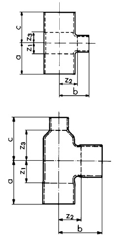 Série 7000 Raccords à braser Té réduit cuivre d-d-d 89 - 54 - 89 mm