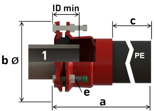 Adaptateurs pour PE MULTI/JOINT® 3067, très grande plage de tolérance, bout lisse PE100 SDR11, verro