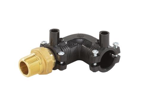 ELGEF Plus Coude de transition 90° PE/bronze d20-63mm / SDR11 / Filetage mâle R d 40 mm