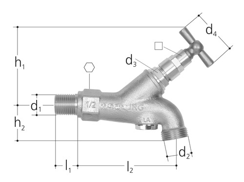 JRG Robinet à bec bronze GN 1/2 inch, DN 15 mm