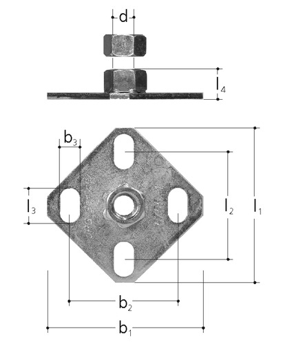 Plaque de base, Acier d M12  mm