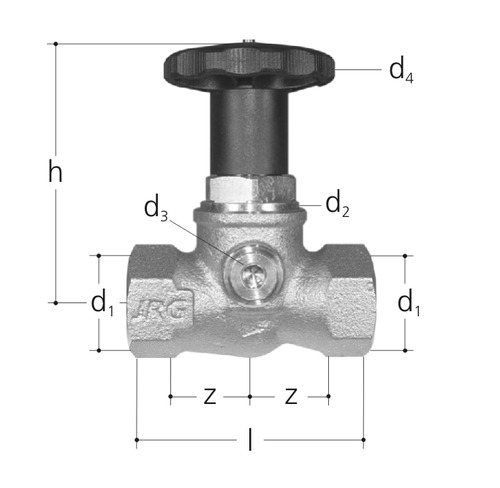 JRG LegioStop Robinet d'arrêt droit, Bronze GN 1/2 inch, DN 15 mm