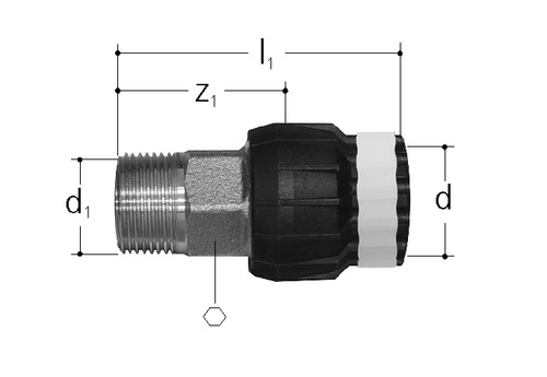 JRG Sanipex MT Raccord de transition Bronze Avec filetage mâle d 40 mm, GN 1 1/4 inch
