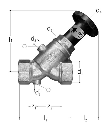 JRG LegioStop Soupape de retenue combinée avec robinet oblique bronze Jusqu'à DN50 GN 1/2 inch