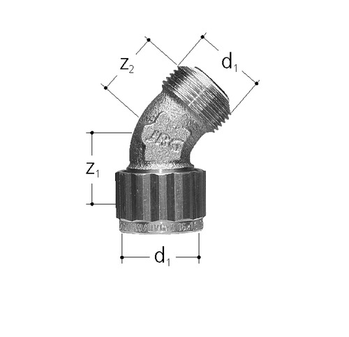 JRG Sanipex Coude 45° avec écrou libre, Bronze d 16 mm