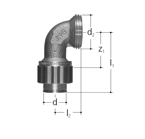 JRG Sanipex Coude pour distributeur, Bronze d 25 mm