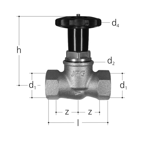 JRG LegioStop Robinet d'arrêt droit, Bronze GN 1/2 inch, DN 15 mm