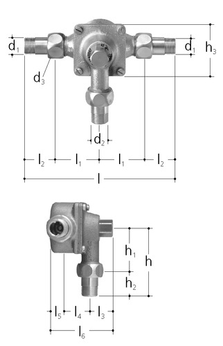 JRGUMAT Mitigeur thermostatique, Bronze Réglage au moyen d'une clé hexagonale Pouces 1/2 inch, DN 15 mm
