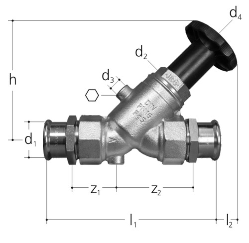JRG LegioStop Robinet oblique Mapress, Bronze d 22 mm, DN 20 mm