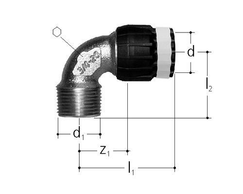 JRG Sanipex MT Coude de transition 90° bronze Avec filetage mâle d 20 mm