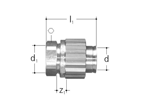 JRG Sanipex Extension avec raccord de serrage à rebord, Bronze d1-d 16 - 20 mm