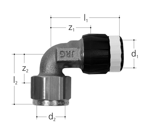 JRG Sanipex MT Coude de transition bronze Avec écrou libre d 16 mm