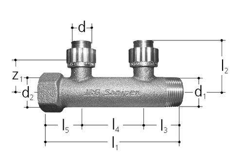 JRG Sanipex Distributeur à encastrer à 2 départs, Bronze d 16 mm